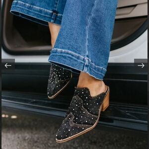 Corkys Black Studded Mules